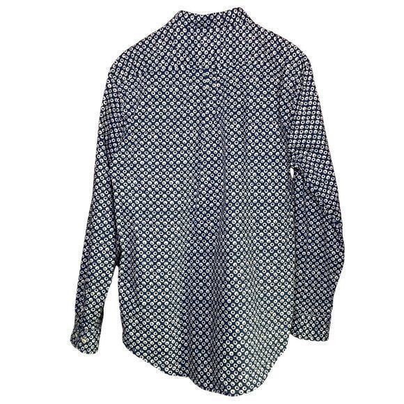 7 Diamonds Blue Design Shirt Flip Cuff Long Sleeve Button Up Chest Sz 44”/ L-30” - Picture 4 of 13